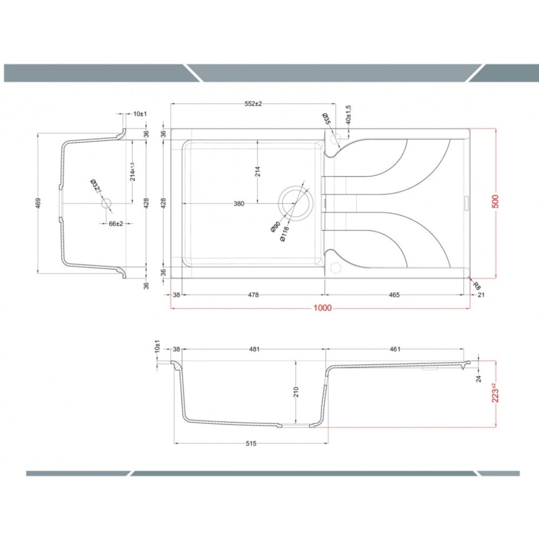 Elleci Ego 480 LGE48062 Lavello 1 Vasca con Gocciolatoio Reversibile Sopratop Granitek Bianco Antico cm 100 x 50
