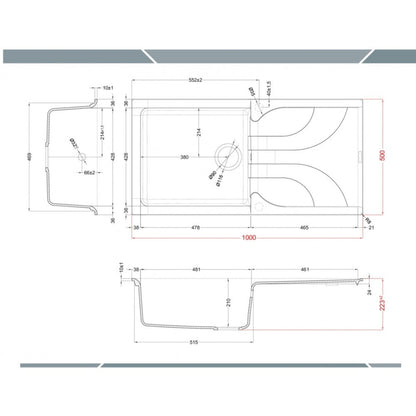 Elleci Ego 480 LGE48062 Lavello 1 Vasca con Gocciolatoio Reversibile Sopratop Granitek Bianco Antico cm 100 x 50
