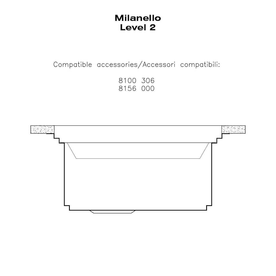 Foster Milanello 1040052 Lavello Filotop 1 Vasca Sinistra Gocciolatoio Destra Acciaio inox mm. 806 x 520
