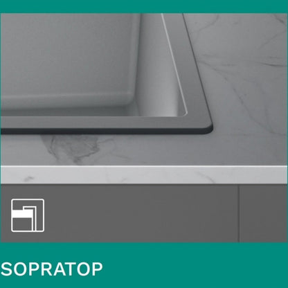 Elleci Quadra 100 LGQ10062 Lavello da Incasso 1 Vasca Sopratop Granitek Bianco Antico cm. 41 x 50