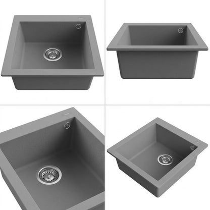 Elleci Quadra 100 LGQ10048 Lavello da Incasso 1 Vasca Incasso Sopratop Granitek Cemento cm. 41 x 50