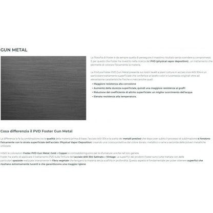 FOSTER OMEGA PLUS 8498 856 Miscelatore Monocomando Cucina Gun Metal con Canna Girevole e Bocca Estraibile PVD