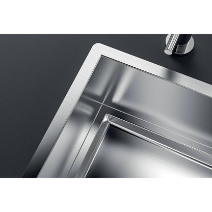 Foster Quadra Evo 1257050 Lavello 1 Vasca Incasso Filotop Acciaio Inox Spazzolato cm. 78 x 47