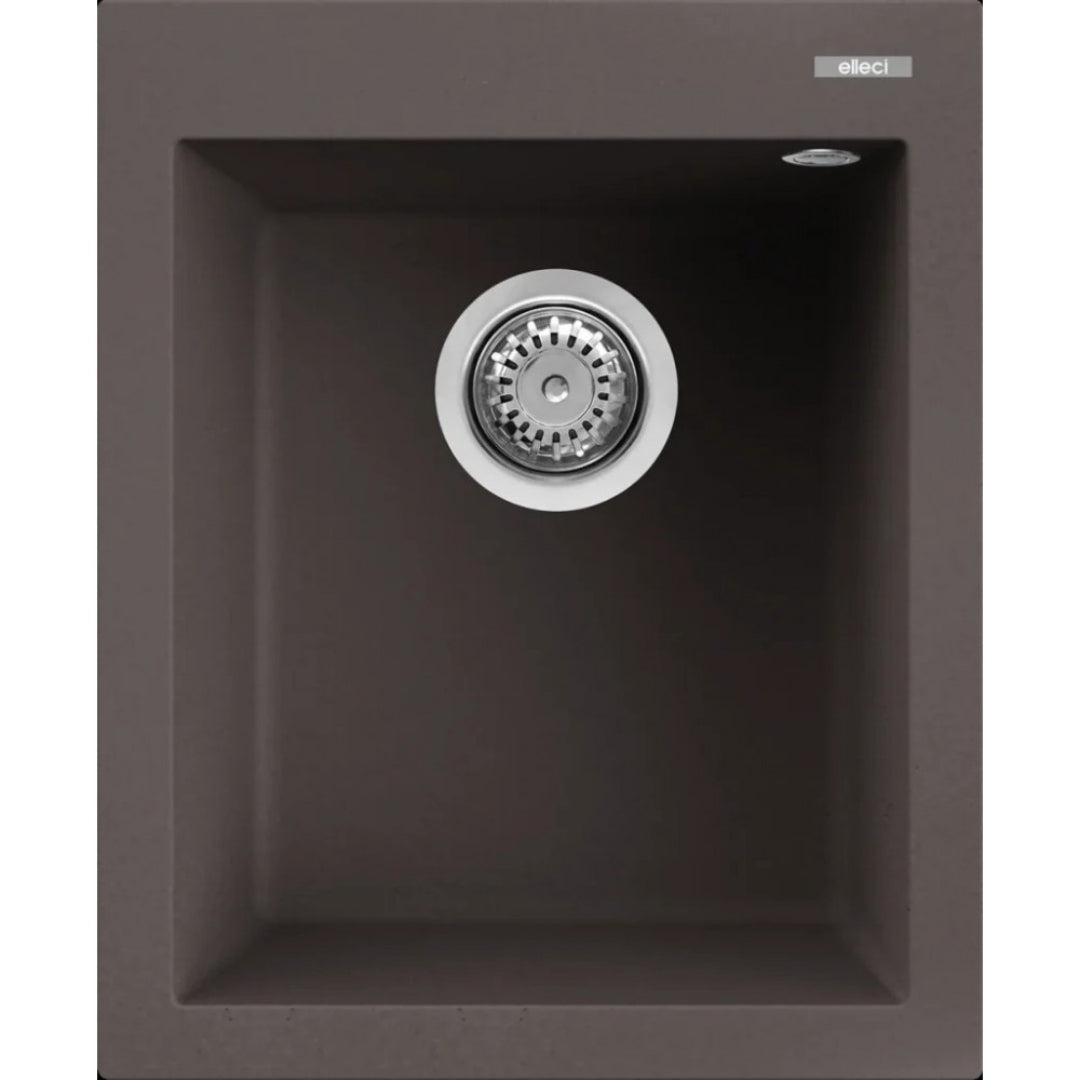 Elleci Quadra 100 LKQ10087 Lavello da Incasso Sopratop 1 Vasca Keratek Cacao cm. 38 x 44