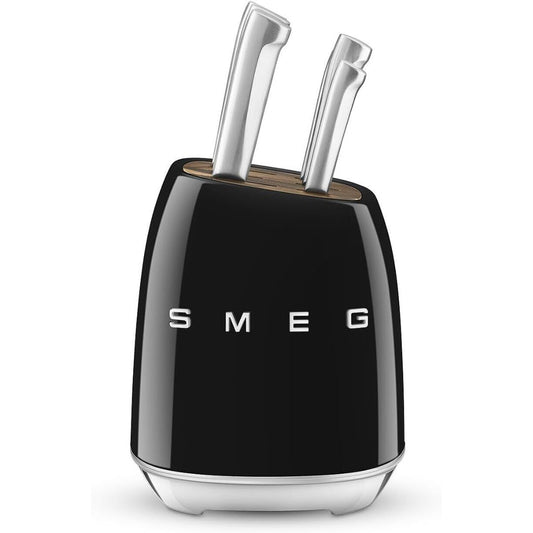 SMEG KBSF02BL Ceppo Portacoltelli Nero e Set 6 Coltelli INOX Estetica 50’s Style