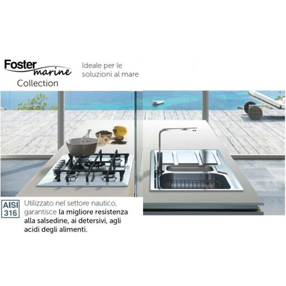FOSTER MARINE TUBE 8477100 Miscelatore Monocomando Cucina in Acciaio Inox AISI 316 Satinato con Canna Girevole e Doccia Snodabile