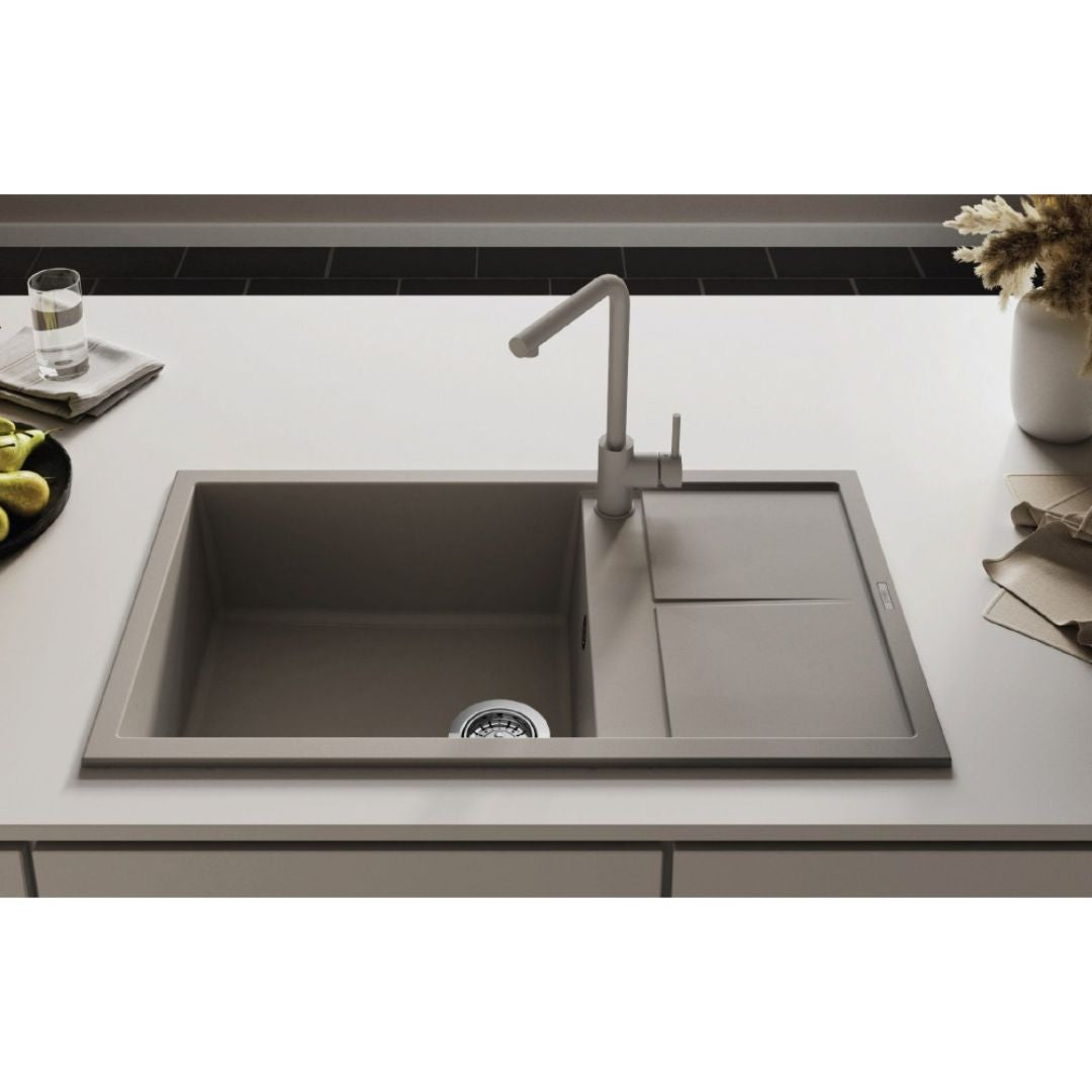 ELLECI LGU41051 Unico 410 Lavello Cucina 1 Vasca Sopratop Granitek Avena cm. 86 x 50