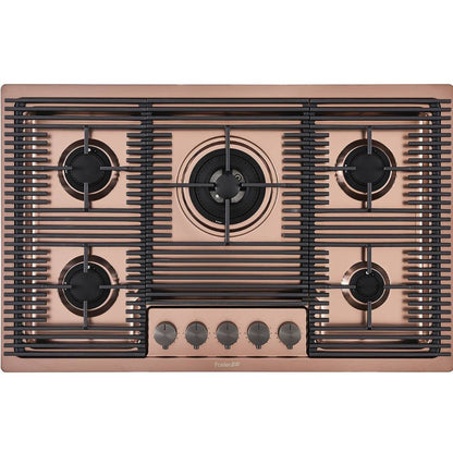 FOSTER MILANELLO 7682008 Piano Cottura Gas Incasso 5 Fuochi Bronzo Griglie Ghisa cm. 80 x 51