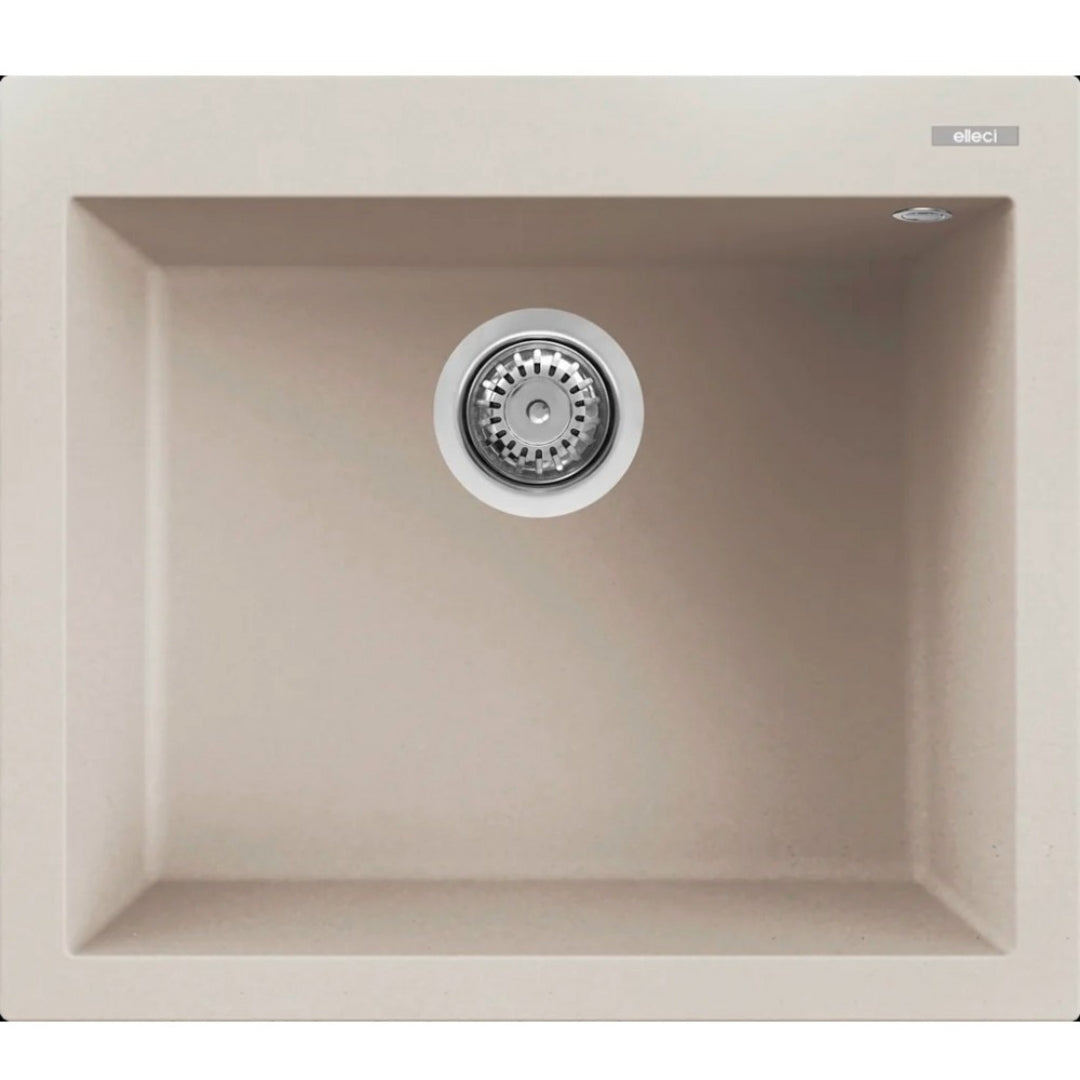 Elleci Quadra 105 LGQ10539 Lavello da Incasso Sopratop Monovasca Granitek Bianco Soft  cm. 57 x 50