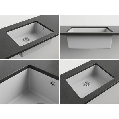 Elleci LGQ11068BSO Lavello 1 Vasca Incasso Sottotop Granitek Bianco Titano cm. 58 x 44