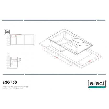 Elleci Ego 400 LGE40062 Lavello 1 Vasca con Gocciolatoio Reversibile Sopratop Granitek Bianco Antico cm. 86 x 50