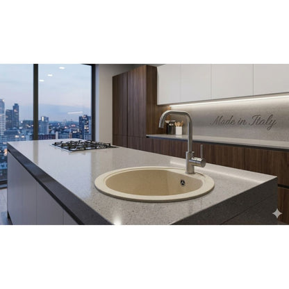 ELLECI LGFROU62 Lavello da Incasso 1 Vasca Circolare Sopratop Granitek Classic Bianco Antico 62 Diam. 45 cm
