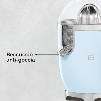 Smeg CJF11BLEU Spremiagrumi Elettrico Nero Lucido 70W Inox Antigoccia 50’s Style