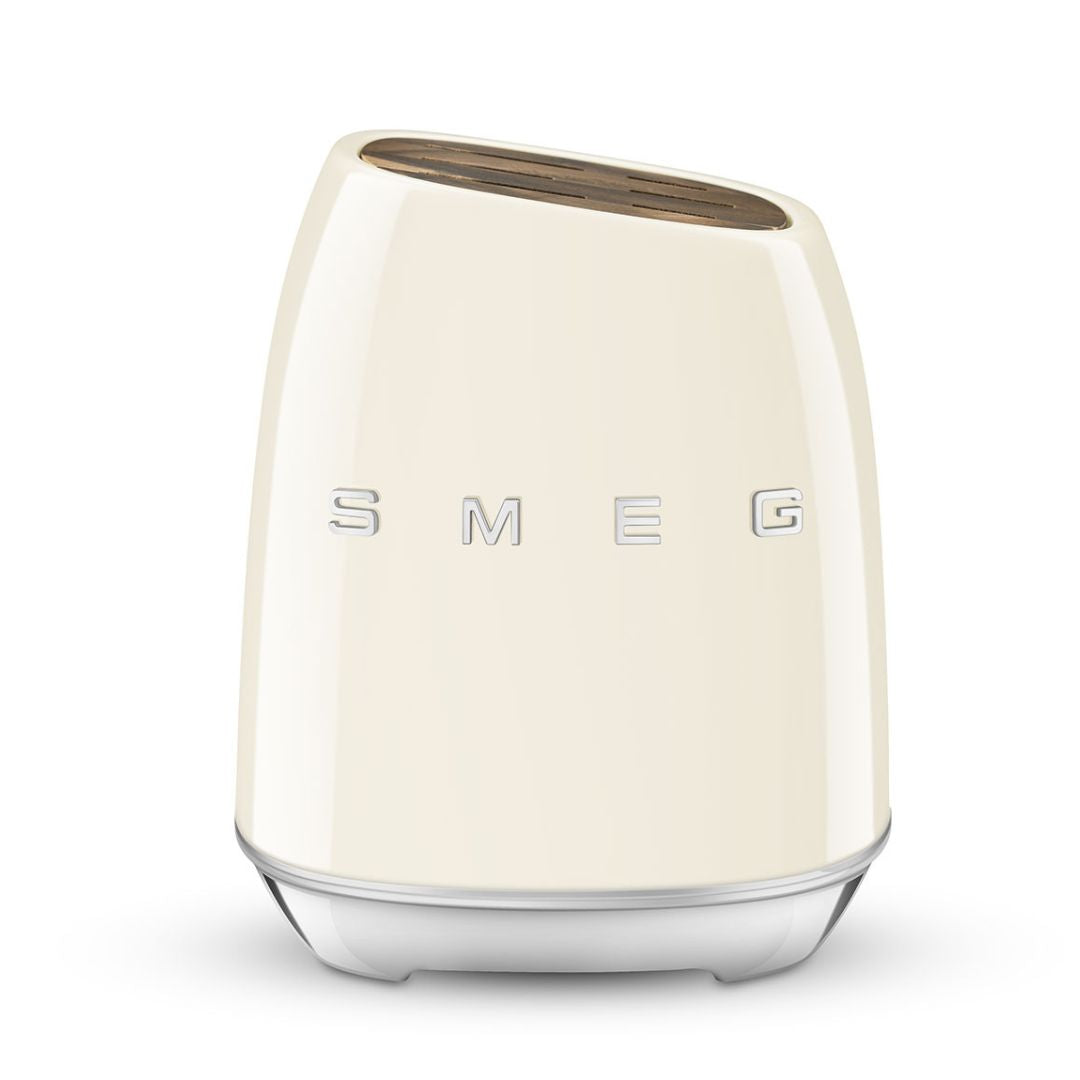 SMEG KBSF02CR Ceppo Portacoltelli Panna con Set 6 Coltelli Inox 50’s Style