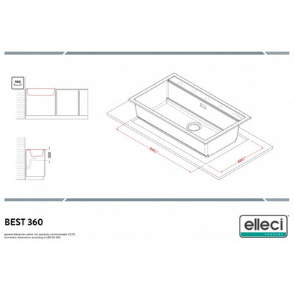 ELLECI BEST 360 LGB36051 Lavello da Incasso 1 Vasca Sopratop Granitek Avena 51 cm. 86 x 51