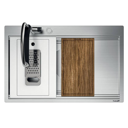 Foster Milanello Workstation 1034050 Lavello 1 Vasca Incasso Filotop Acciaio Inox Spazzolato mm. 806x520
