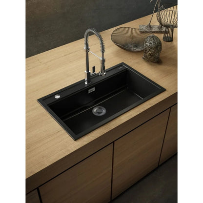 ELLECI BEST 360 LGB36040 Lavello Incasso 1 Vasca Sopratop Granitek Nero 40 cm. 86x51