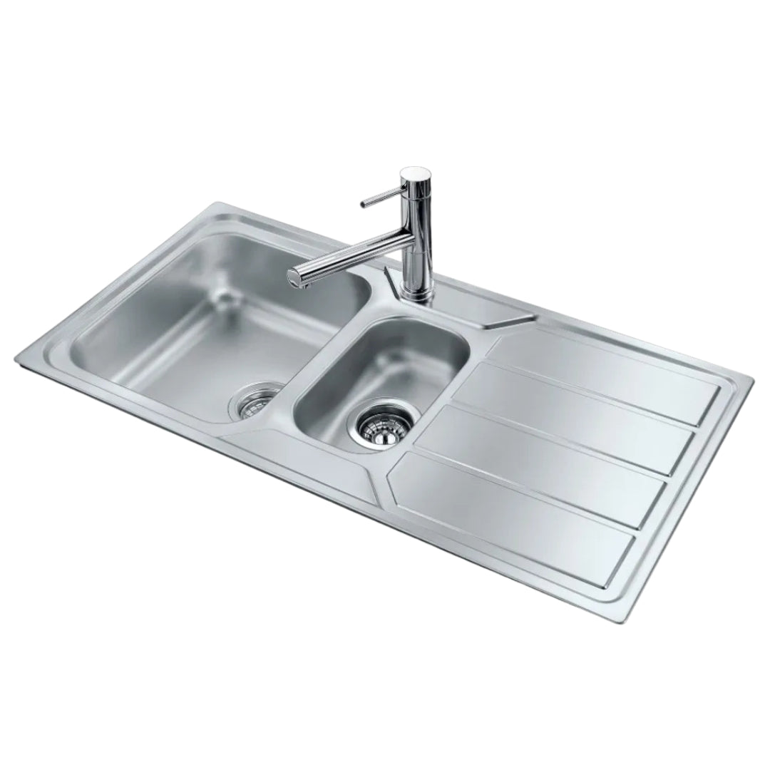 FOSTER 1197162 S1000 Lavello Incasso Inox 1 Vasca e 1/2 a Sinistra Gocciolatoio a Destra cm. 97 x 50