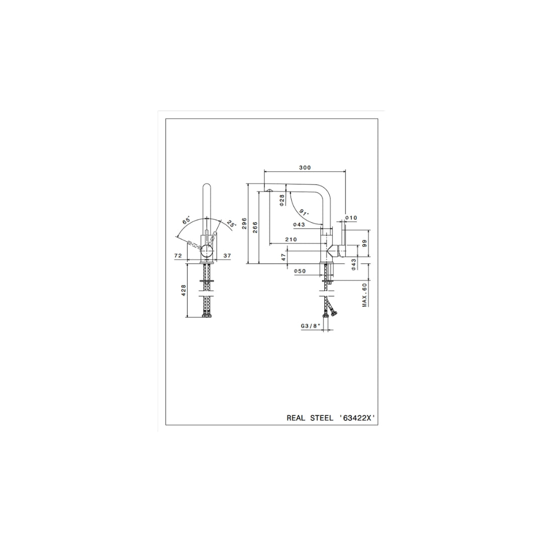 NEWFORM 63422X.50.050 Miscelatore Cucina Acciaio Inox con Bocca Girevole