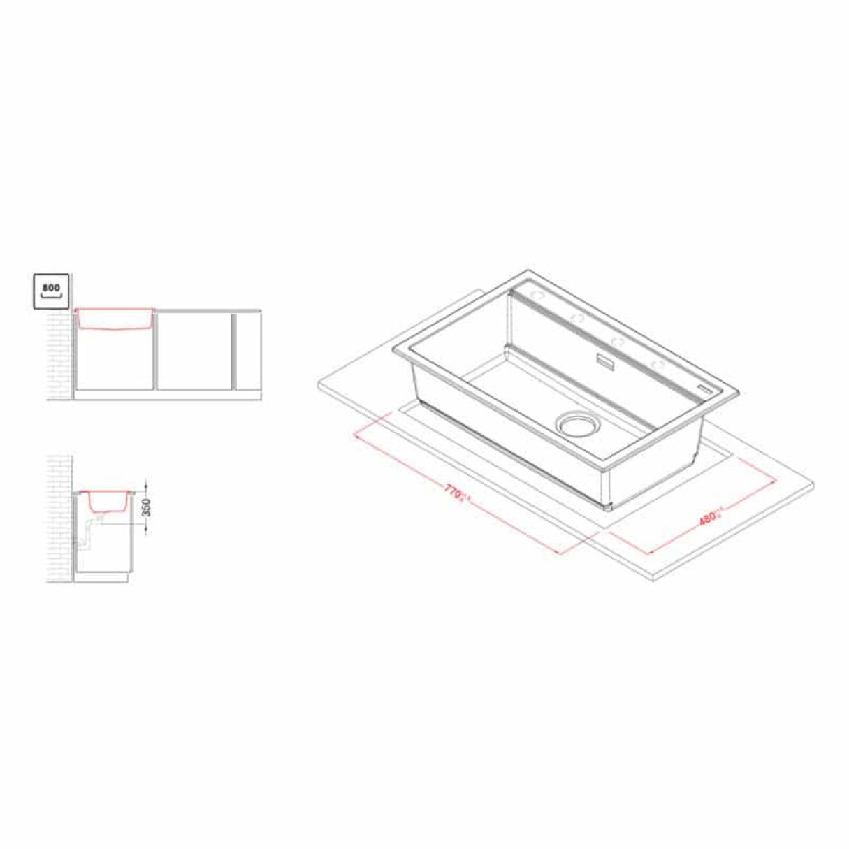 ELLECI BEST 130 LGB13062 Lavello Cucina 1 Vasca Incasso Sopratop Granitek Bianco Antico G62 cm79x51