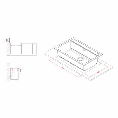 ELLECI BEST 130 LGB13062 Lavello Cucina 1 Vasca Incasso Sopratop Granitek Bianco Antico G62 cm79x51