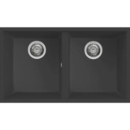 ELLECI QUADRA 350 LGQ35059 Lavello 2 Vasche Sottotop Granitek Antracite G59 cm. 76 x 44