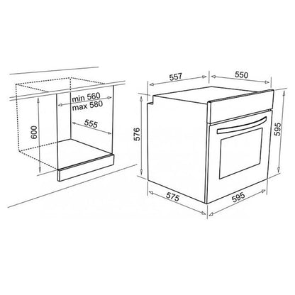 ELLECI PLANO PLUS FMPP60279NS Forno Incasso Elettrico Multifunzione Display Led Touch 78 lt Classe A+ cm. 60 x 60