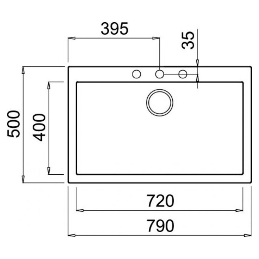 ELLECI QUADRA 130 LMQ13079 Lavello 1 Vasca Aluminium Incasso Sopratop Granitek cm 79 x 50