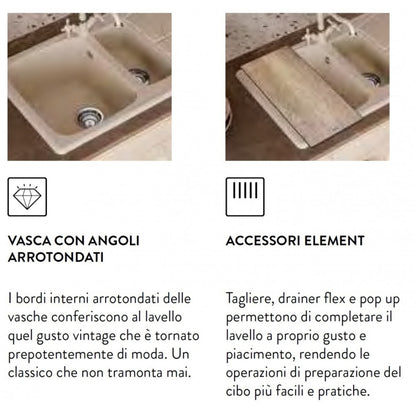 ELLECI MASTER 400 LGM40040 Lavello 1 Vasca Gocciolatoio Sopratop Reversibile Granitek Nero G40 cm. 86x50
