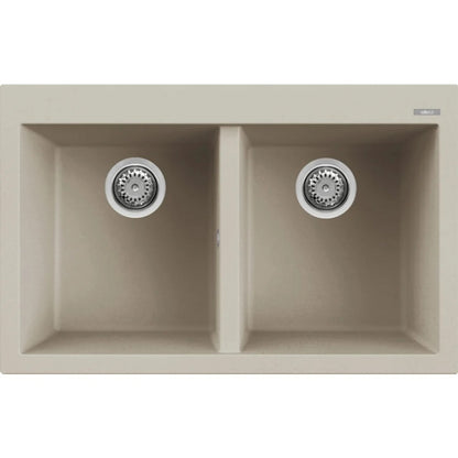 ELLECI QUADRA 350 LKQ35095 Lavello 2 Vasche Granitek Sopratop Reversibile Champagne cm 79x50