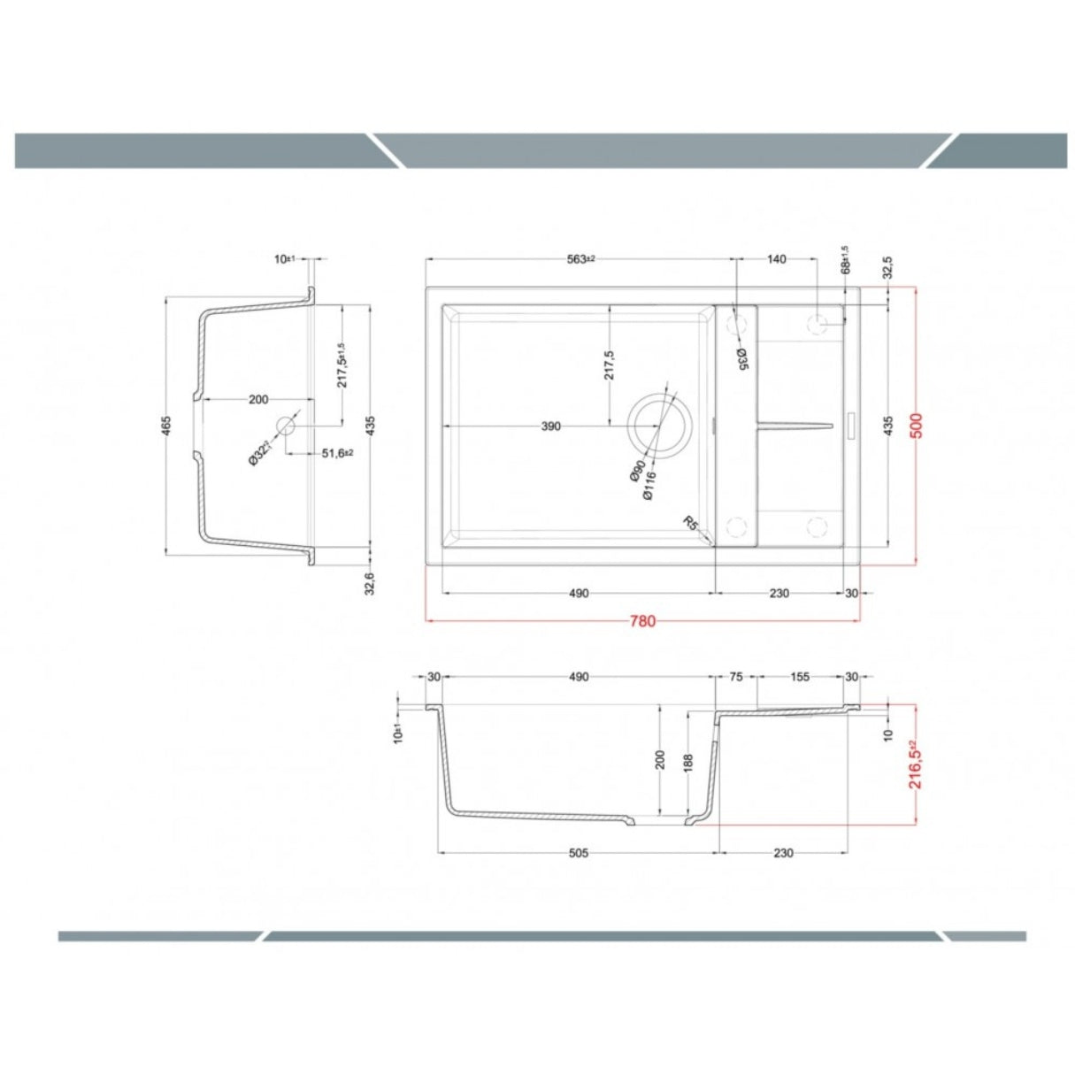 ELLECI UNICO310 LKU31096 Lavello 1 Vasca Gocciolatoio Keratek Sopratop Bianco Kera K96 cm. 78 x 50