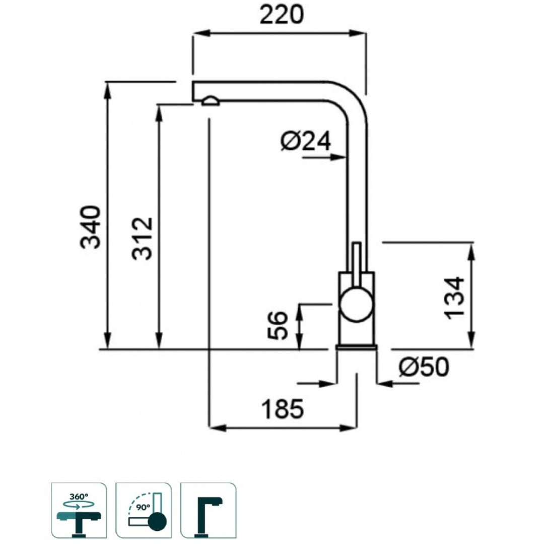 ELLECI TRAIL MMKTRA79 Rubinetto Lavello Cucina Miscelatore Monocomando Aluminium K79