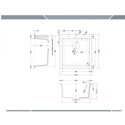 ELLECI QUADRA 102 LGQ10268 Lavello Cucina 1 Vasca Sopratop Granitek Bianco cm 47 x 50