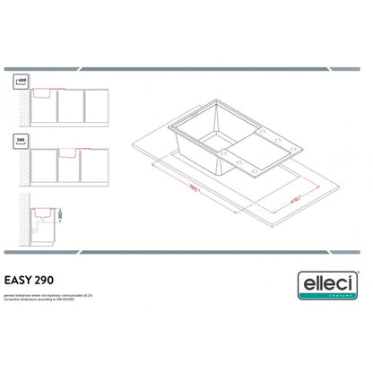 ELLECI EASY LGY29048 Lavello 1 Vasca Reversibile Cemento Sopratop G48 Granitek cm. 78x43.5