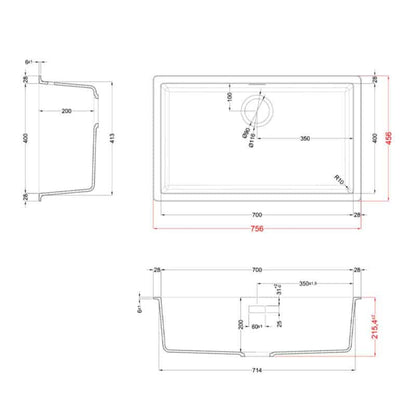 ELLECI ZEN 130 LKZ13093 Lavelli 1 Vasca Sopratop Keratek Tortora cm 75,6x45,6