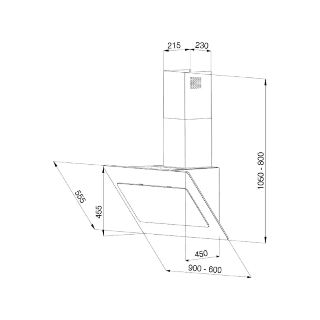 GALVAMET BLADE 90 0IBLD090A680 Cappa a Parete in Vetro Touch Nero Classe A 90x50 cm
