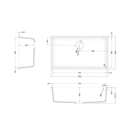 Elleci LMQ13079BSO Lavello Sottotop 1 Vasca Granitek Aluminium M79 cm. 76 x 44