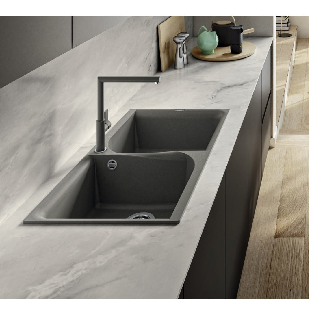 ELLECI LIFE 400 LM240079 Lavello 1 Vasca Gocciolatoio Reversibile Incasso Sopratop Aluminium 79 cm. 86 x 50