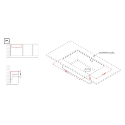 ELLECI ZEN 130 LKZ13093 Lavelli 1 Vasca Sopratop Keratek Tortora cm 75,6x45,6