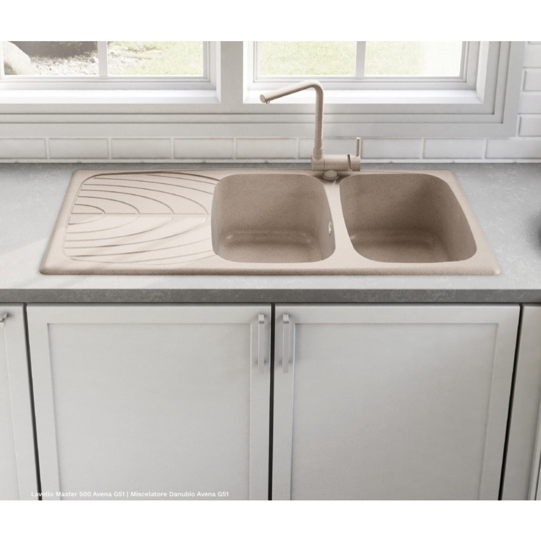 ELLECI BEST 480 LMB48079 Lavello 1 Vasca Gocciolatoio Reversibile Sopratop Granitek Aluminium M79 cm. 100x51