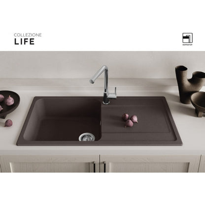 ELLECI EGO 480 LGE48059 Lavello Incasso Sopratop 1 Vasca Granitek Antracite  cm. 100 x 50