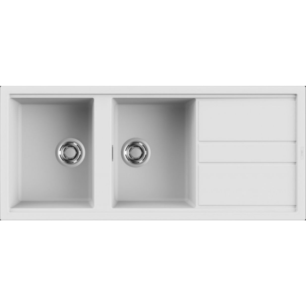 ELLECI BEST 500 LKB50096 Lavello 2 Vasche Gocciolatoio Reversibile Sopratop Bianco Kera K96 cm. 116 x 51