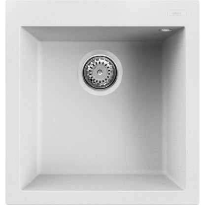 ELLECI QUADRA LKQ10296 Lavello Incasso 1 Vasca Granitek Bianco Kera K96 cm. 47x50