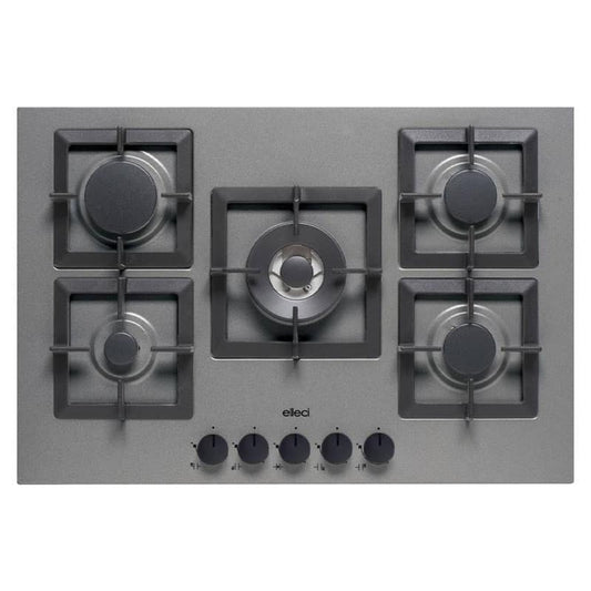 ELLECI PLANO 75 PMSP75173CS Piano Cottura Gas 5 Fuochi Griglie Ghisa Titanium M73 cm. 75 x 51