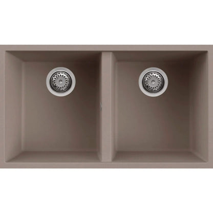 ELLECI QUADRA 350 LKQ35089BSO Lavello 2 Vasche Keratek Sottotop Tortora cm 76x44