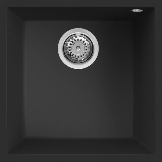 ELLECI QUADRA LKQ10286BSO Lavello Incasso Sottotop 1 Vasca Nero Kuro cm. 44x44