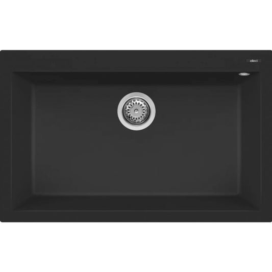 ELLECI QUADRA 130 LKQ13086 Lavello Vasca Singola Sopratop Keratek Nero Kuro 86 cm 79x50