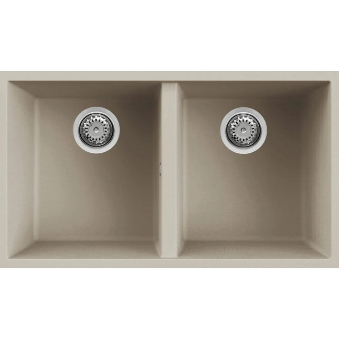 ELLECI QUADRA 350 LKQ35095BSO Lavello 2 Vasche Sottotop Reversibile Keratek Champagne 76X43