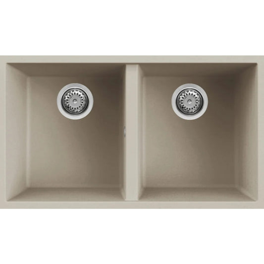ELLECI QUADRA 350 LKQ35095BSO Lavello 2 Vasche Sottotop Reversibile Keratek Champagne 76X43