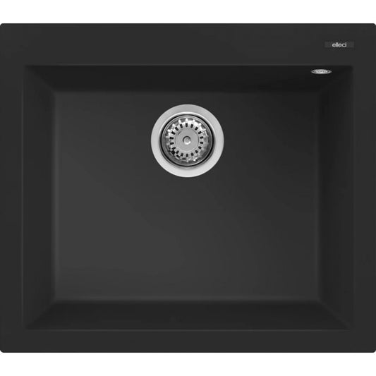 ELLECI QUADRA 105 LKQ10586 Lavello 1 Vasca Keratek Sottotop Nero Kuro K86 cm. 57x50